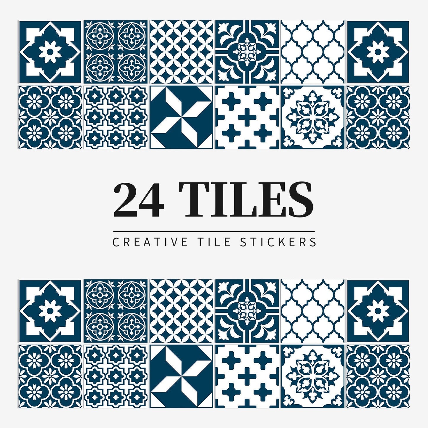 MandalaPatch | Set of 24 European-Style Peel & Stick Mandala Tile Stickers - Waterproof Vinyl for Walls & Floors
