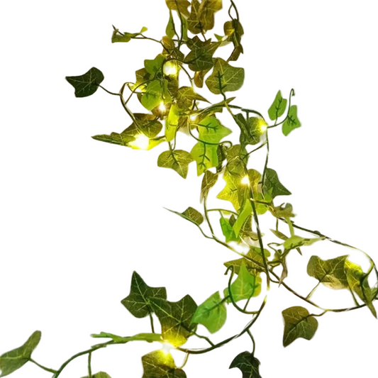Battery-Operated Light String with Leaf and Flower Garland Motif