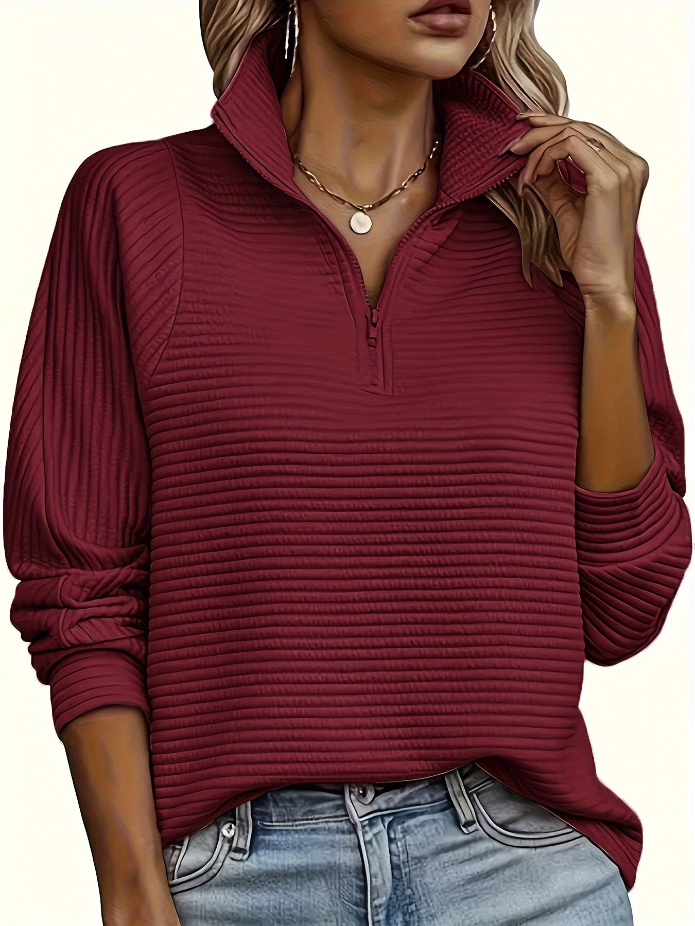 Elise | Cozy Textured Long Sleeve Sweatshirt