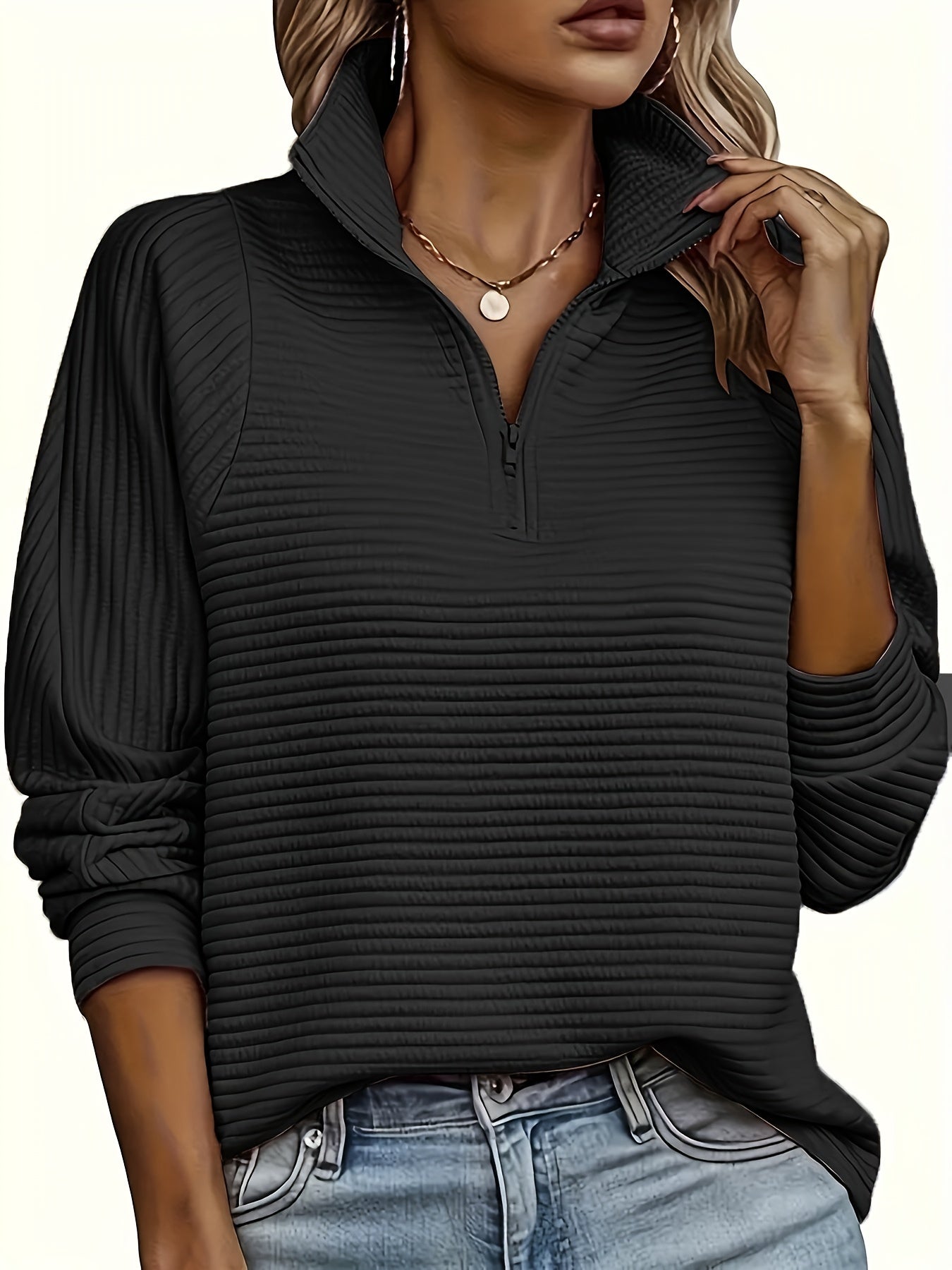 Elise | Cozy Textured Long Sleeve Sweatshirt