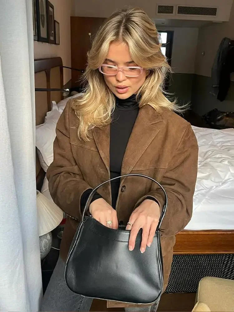 Maribel Retro Suede Blazer Coat
