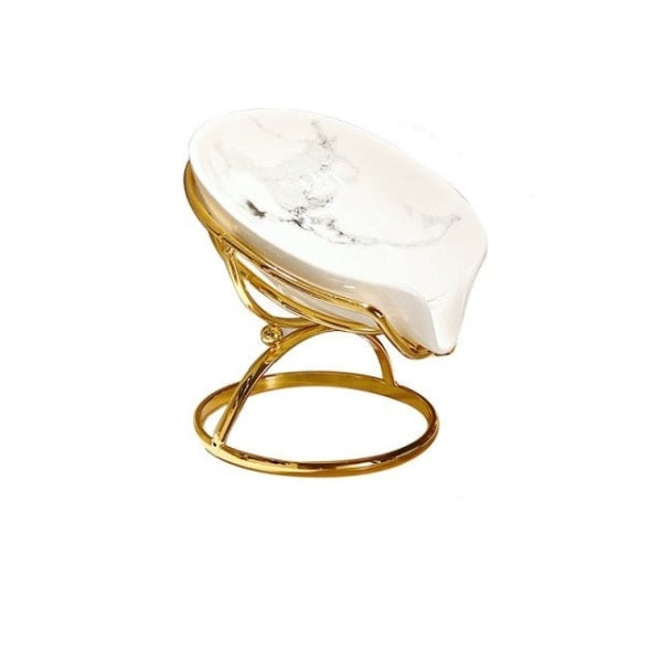 LuxeSuds | Elegant Leaf-Shaped Marbled Soap Dish