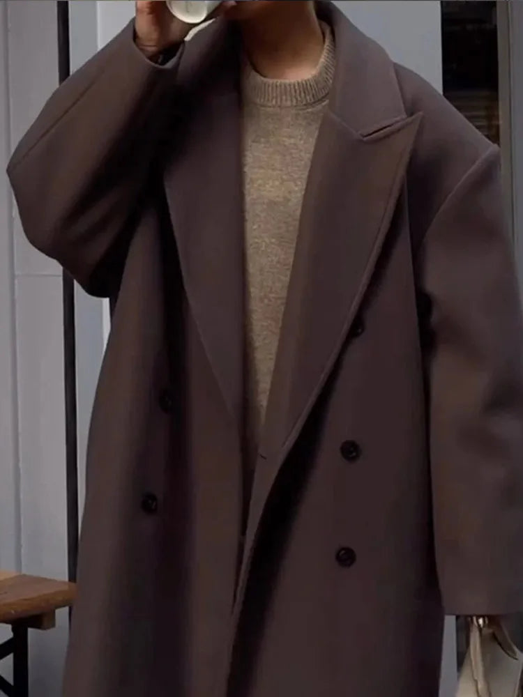Stylish Oversized Double-Breasted Autumn Coat for Women