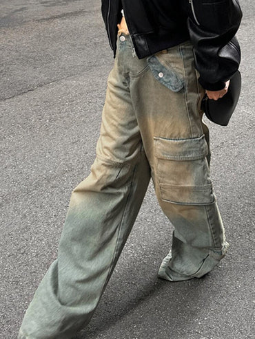 Jeanne | Women's Vintage-Inspired Distressed Cargo Jeans