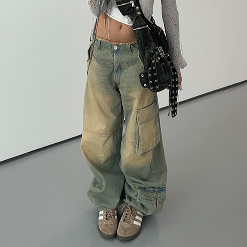 Jeanne | Women's Vintage-Inspired Distressed Cargo Jeans