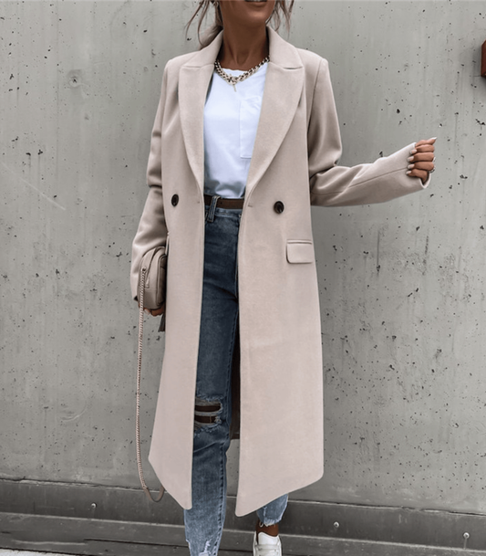 Lisette - Relaxed Wool Coat Featuring Pockets and Button Details