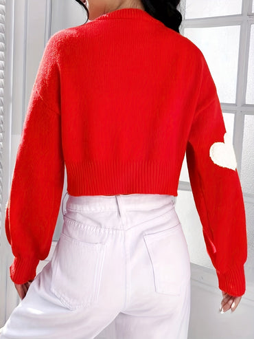 Lotte | Open Front Cardigan with Heart Pattern