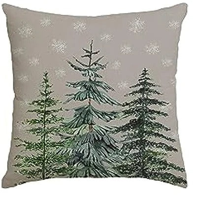 Festive Christmas Cushion Cover Featuring Tree and Gift Design