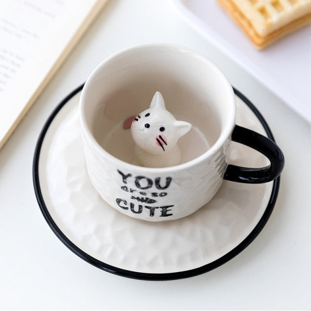CatPeek | Secret Cat Ceramic Coffee Mug with Surprise Figurine Inside