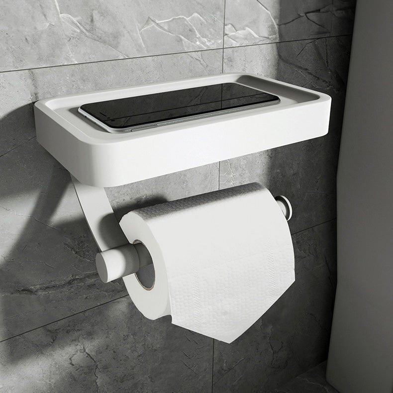 StashRoll | No-Drill Stainless Steel Toilet Paper Holder with Shelf - Space-Saving Bathroom Organizer