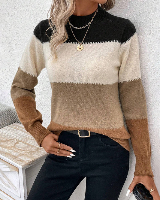 Stacey | Color Block High Neck Sweater
