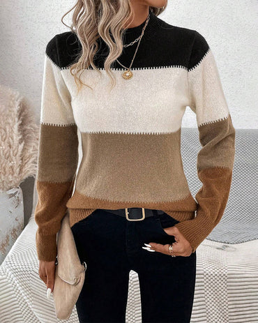 Stacey | Color Block High Neck Sweater