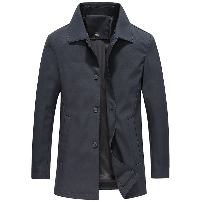 Thijs | Men's Long Windproof Coat in Solid Colors