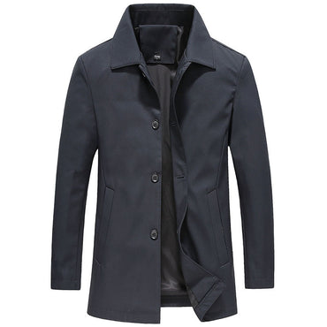 Thijs | Men's Long Windproof Coat in Solid Colors