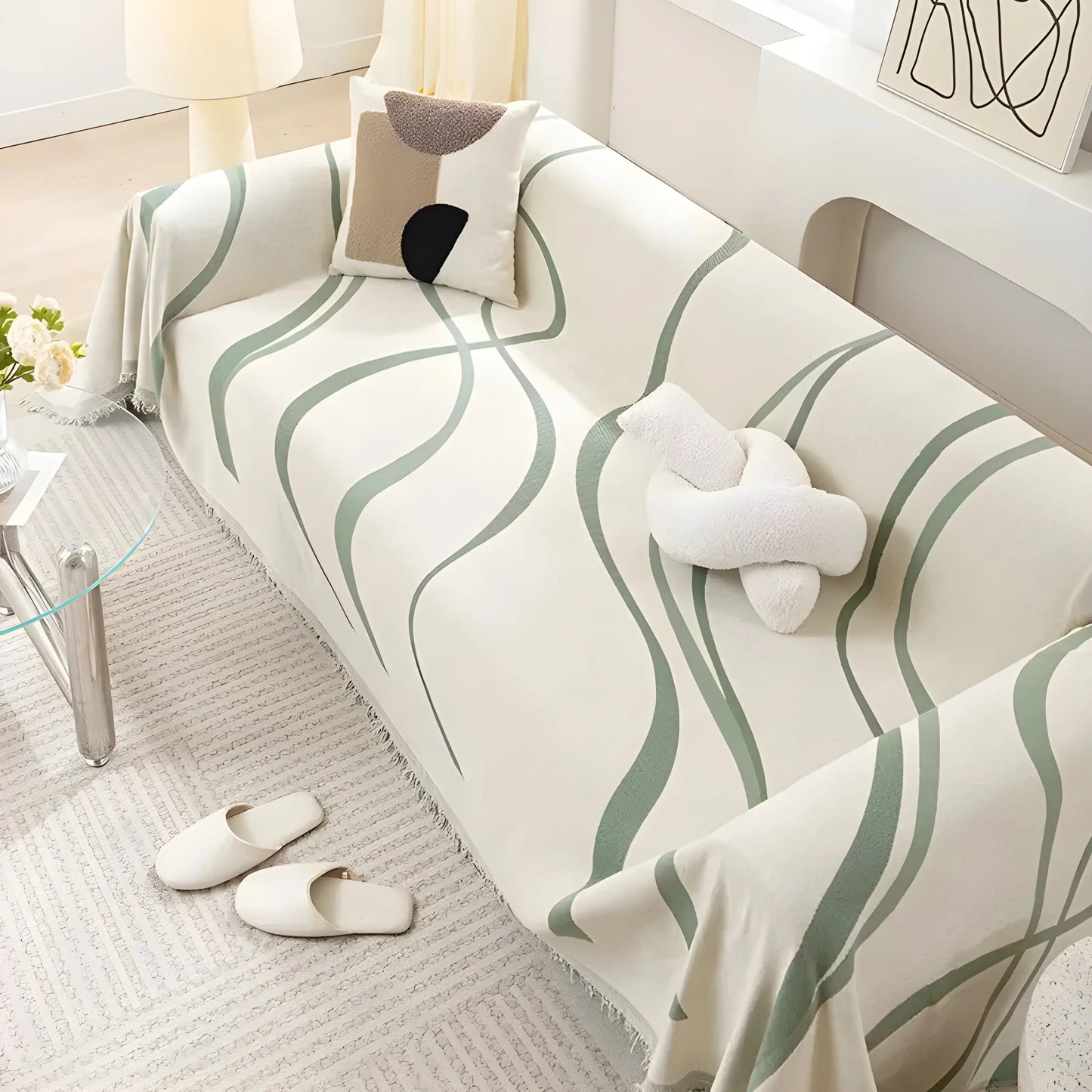 LuxeCasa Reversible Chenille & Cotton Sofa Cover