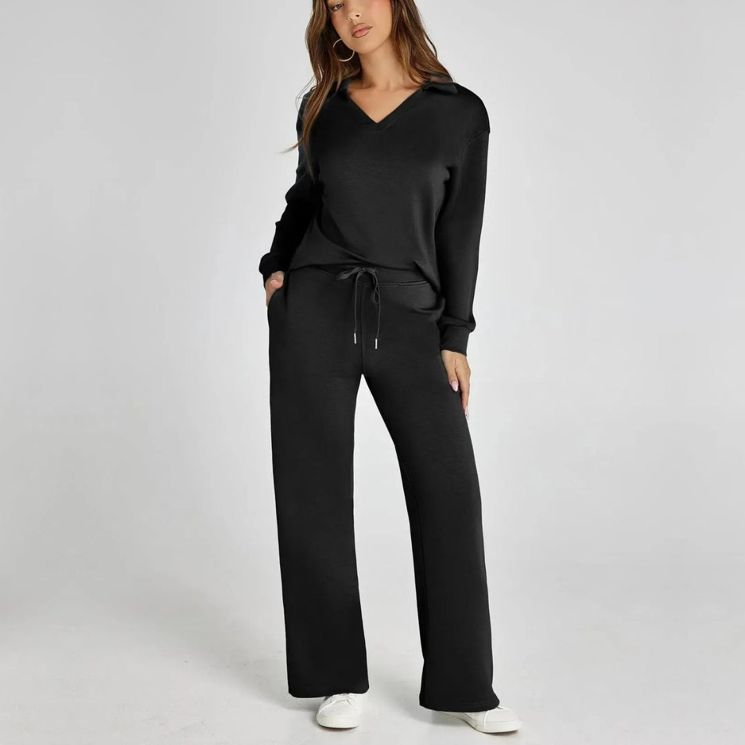 Eline | Luxe Loungewear Set with Comfortable Trousers and V-Neck Style