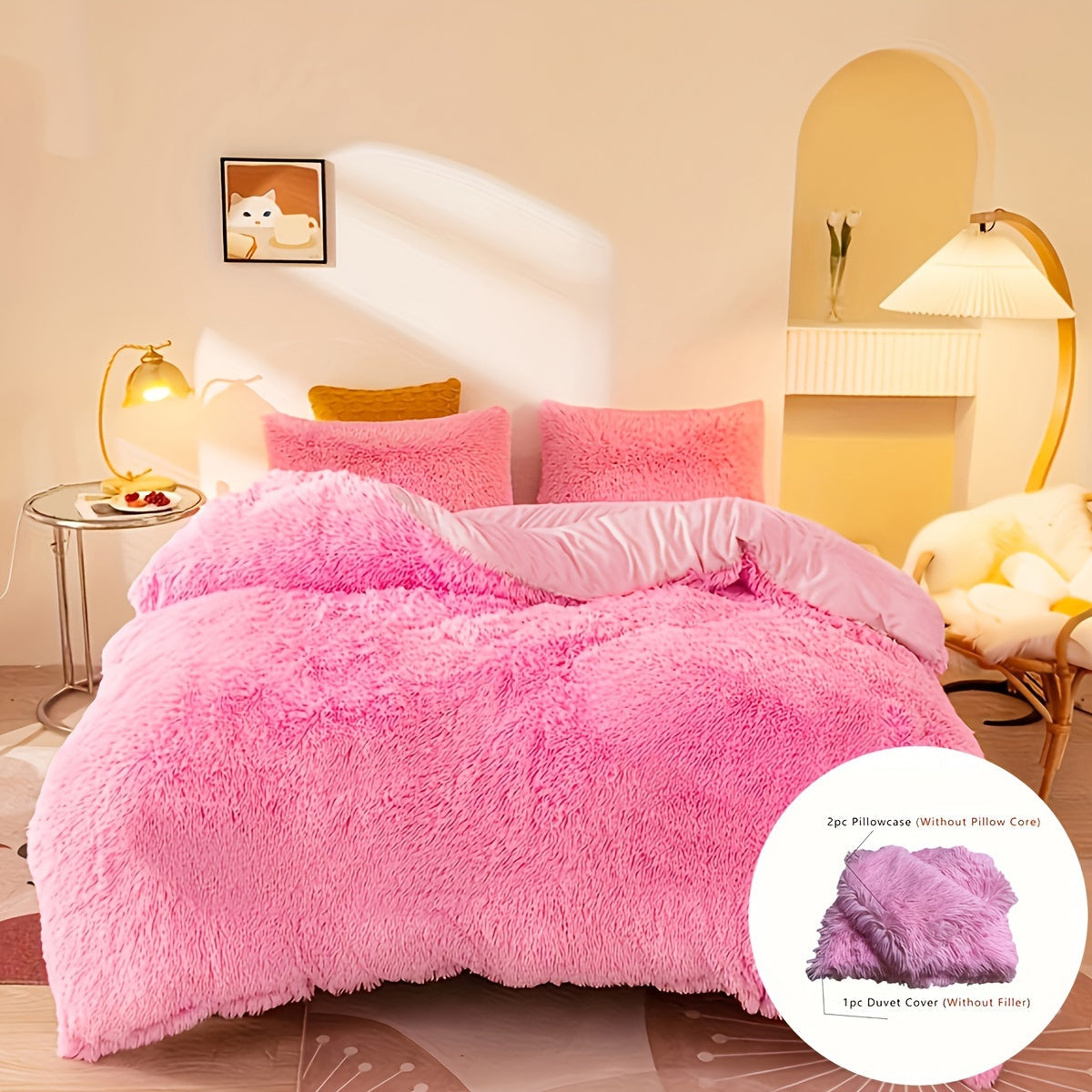 Luxurious Three-Piece Velvet Bedding Set with Soft Velvety Texture