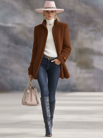 Retro Pink Fleece Zip-Up Jacket