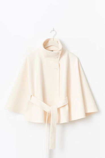 Clara Capejacket | Women's High-Collar Coat with Cape Sleeves and Belt