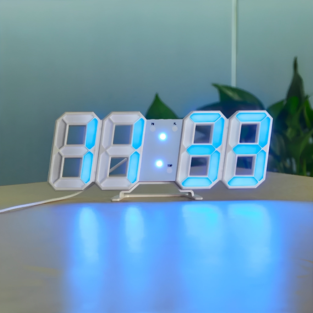 3D Digital LED Clock with Modern Design