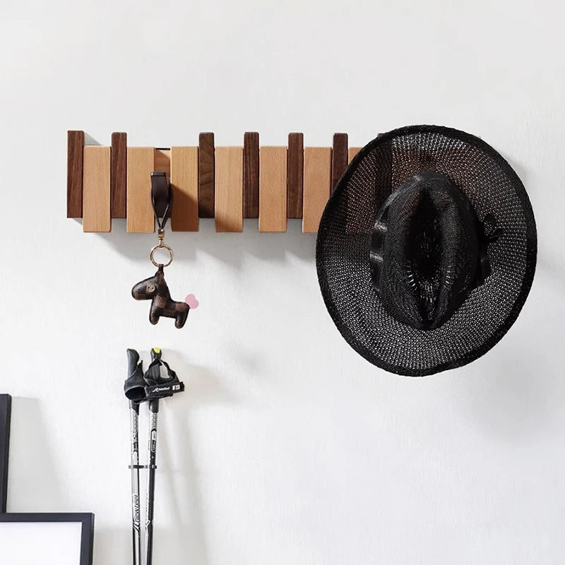 Collapsible Wooden Hanger with Handy Hooks