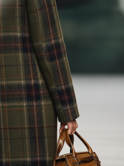 Classic Plaid Long Wool Coat