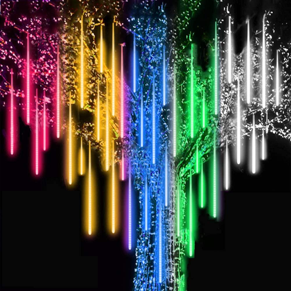 Illuminated Meteor Icicles with Cascading Snow Effect