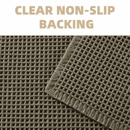 AbsorbEase | Ultra-Absorbent Waffle Bath Mat with Tassels - Non-Slip Design