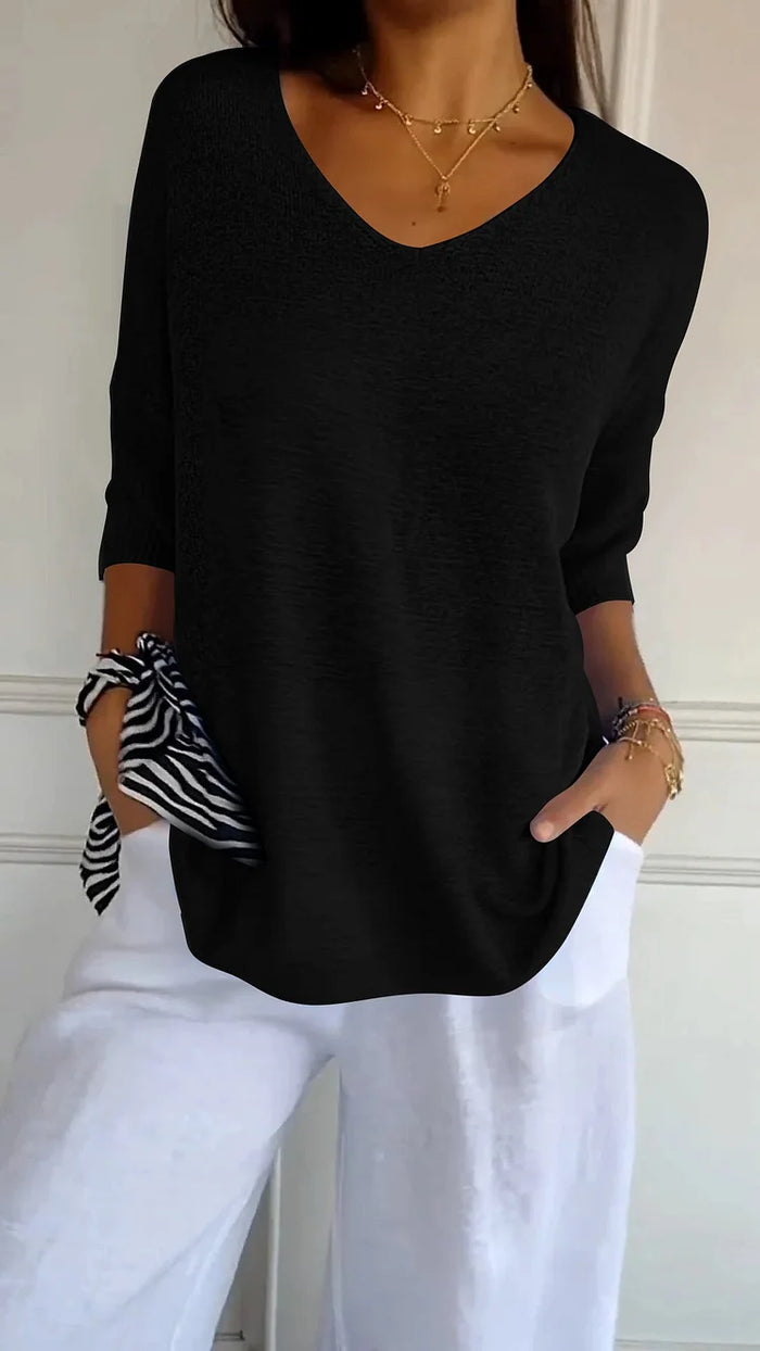 Chiara | Women's Cozy V-Neck Knit Sweater