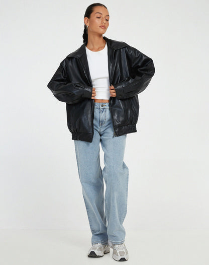 Stylish Oversized Lightweight Leather Jacket for Women