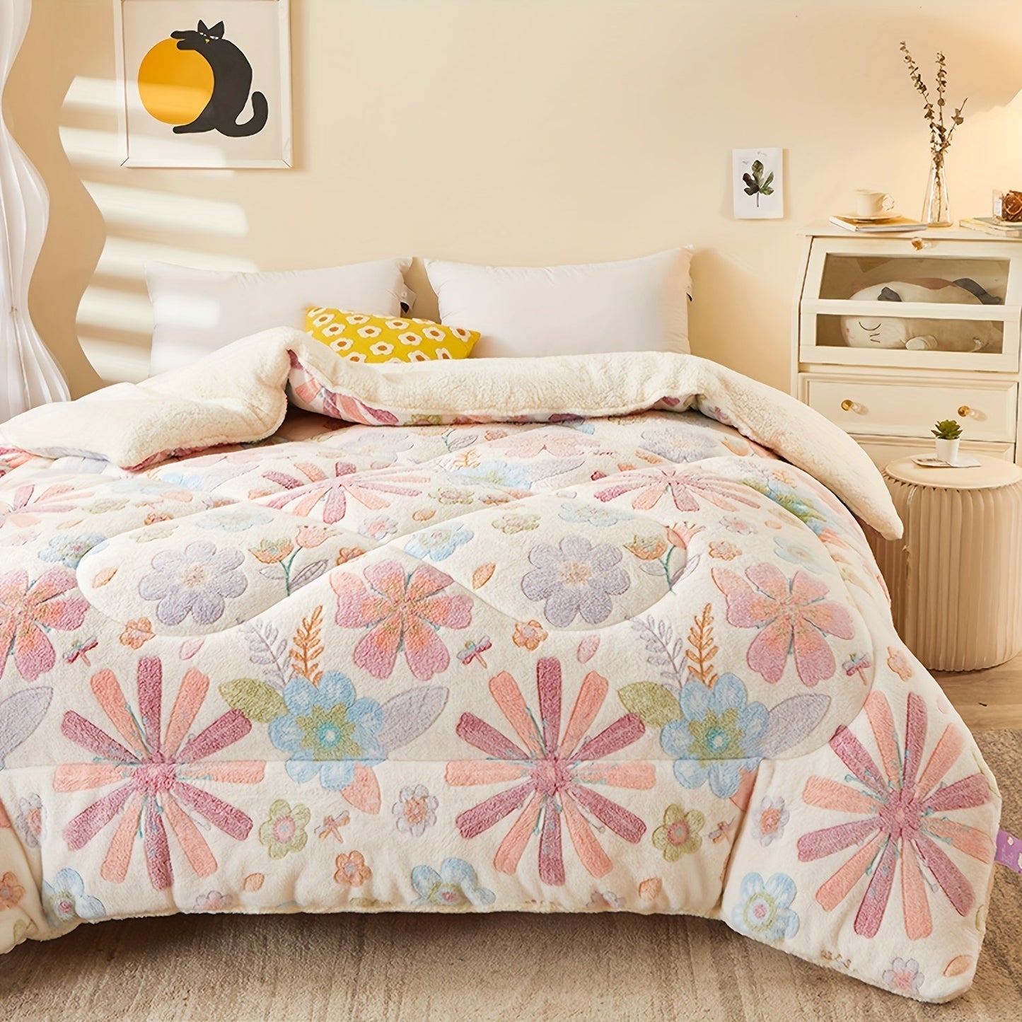 Cozy Floral Print Flannel Duvet for Your Bedroom