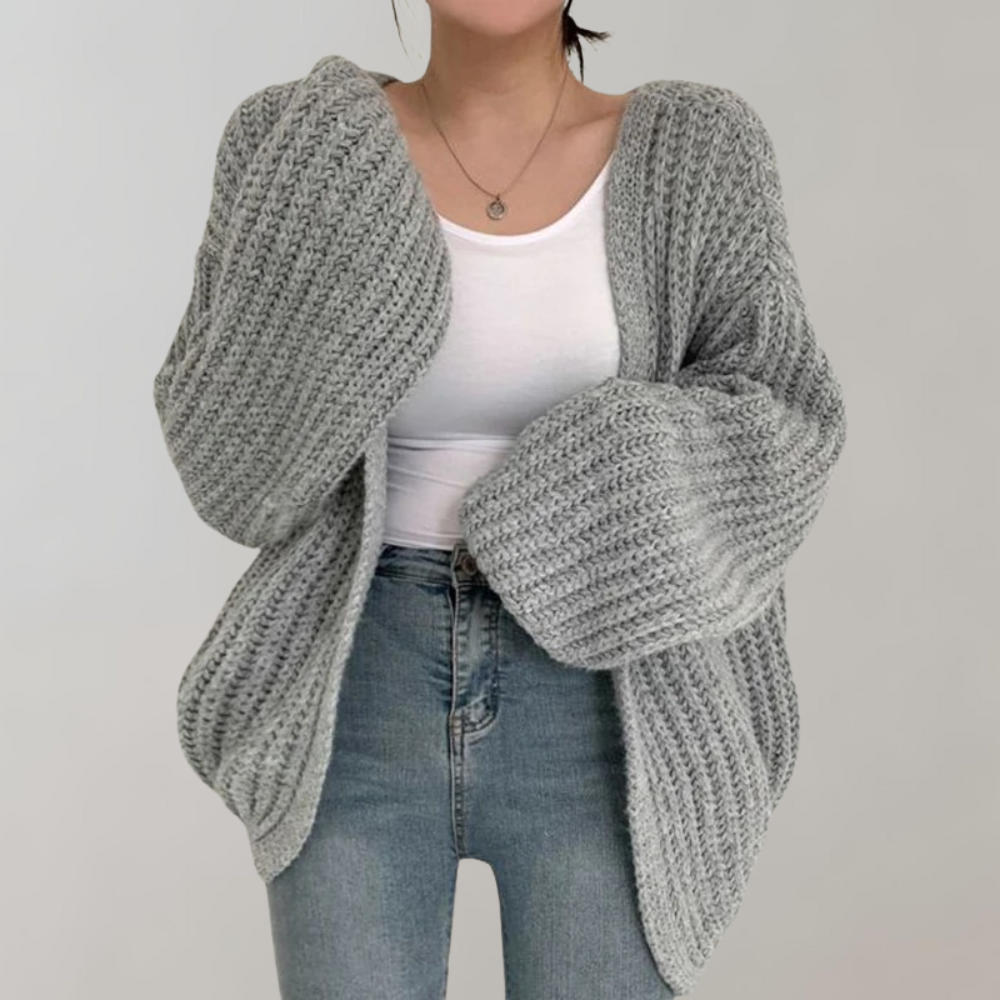 Stylish Long-Sleeve Knit Cardigan in Luxurious Fabric – Women's Apparel