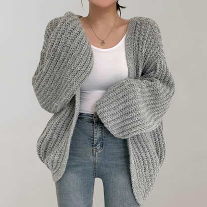 Stylish Long-Sleeve Knit Cardigan in Luxurious Fabric – Women's Apparel
