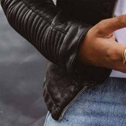 Stylish Women's Leather Jacket with Timeless Design