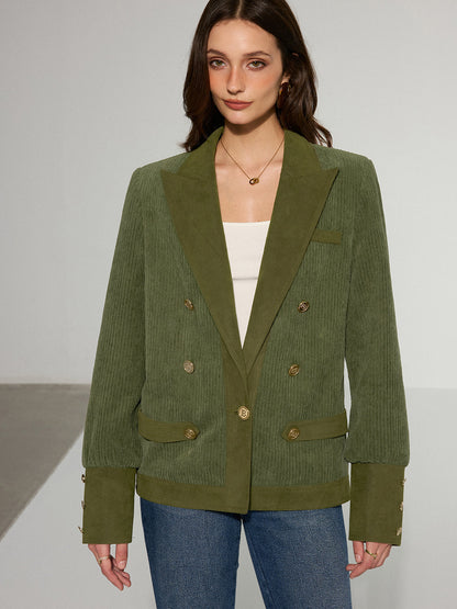 Mikaela | Corduroy Blazer with Lapel and Metal Buttons