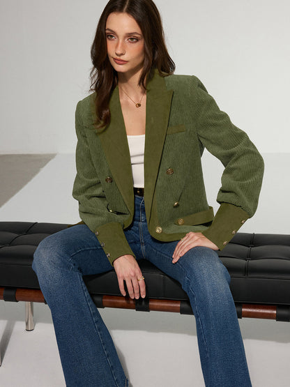 Mikaela | Corduroy Blazer with Lapel and Metal Buttons
