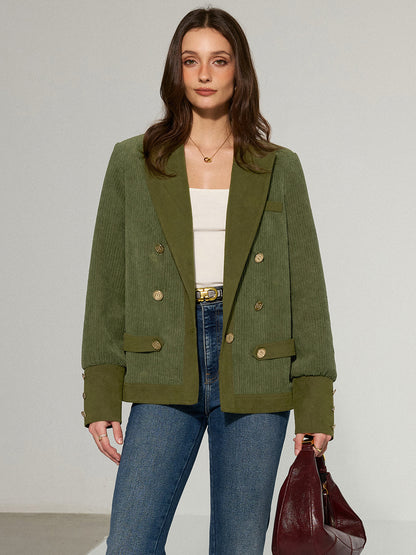 Mikaela | Corduroy Blazer with Lapel and Metal Buttons