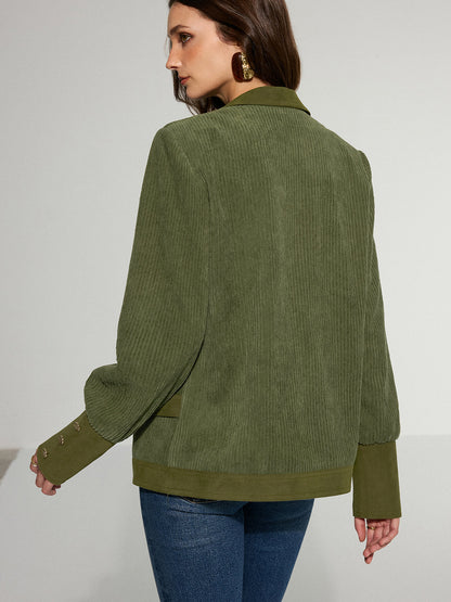 Mikaela | Corduroy Blazer with Lapel and Metal Buttons