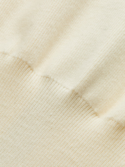 Demi | V-Neck Knit Top with Denim Collar and Metal Buttons