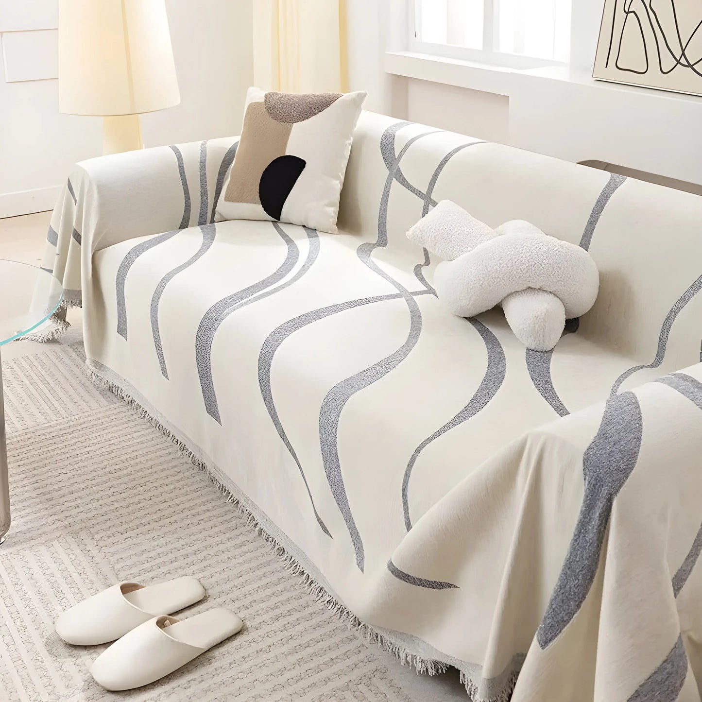 LuxeCasa Reversible Chenille & Cotton Sofa Cover