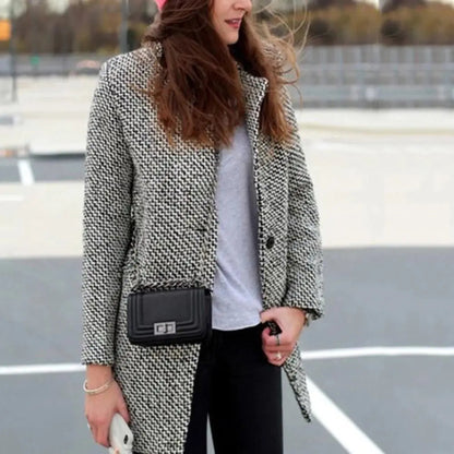Veronica | Chic Women's Houndstooth Wool Coat with Sophisticated Style