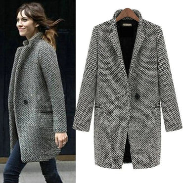 Veronica | Chic Women's Houndstooth Wool Coat with Sophisticated Style