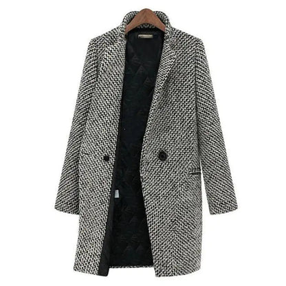 Veronica | Chic Women's Houndstooth Wool Coat with Sophisticated Style