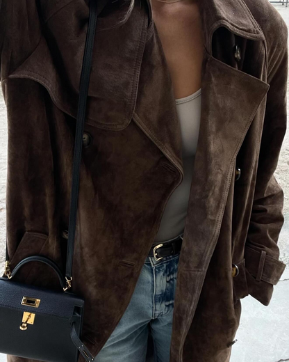 Suede Winter Trench Coat for Women