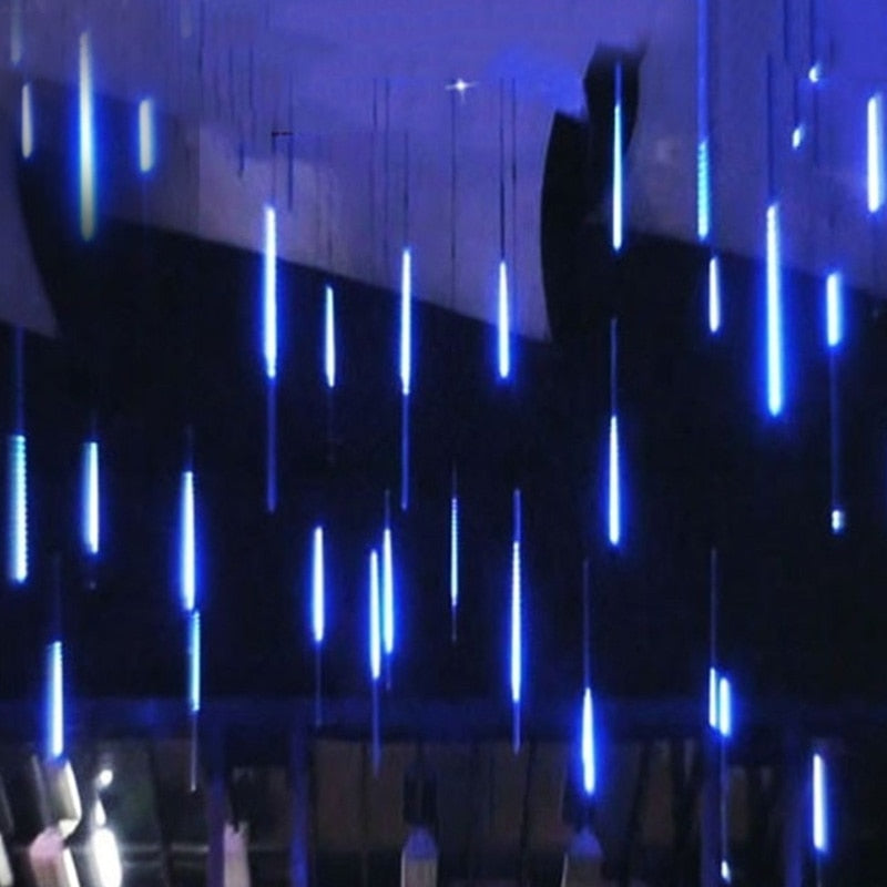 Illuminated Meteor Icicles with Cascading Snow Effect