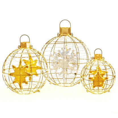 LED-Illuminated Hanging Christmas Ornament Balls