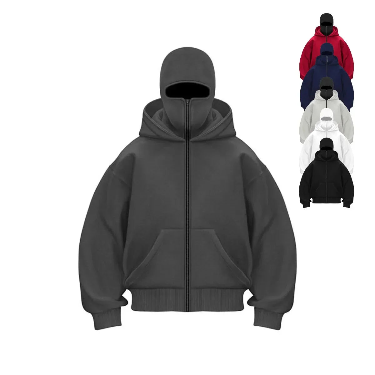 Men's Hoodie with Adjustable Hood and Face Mask