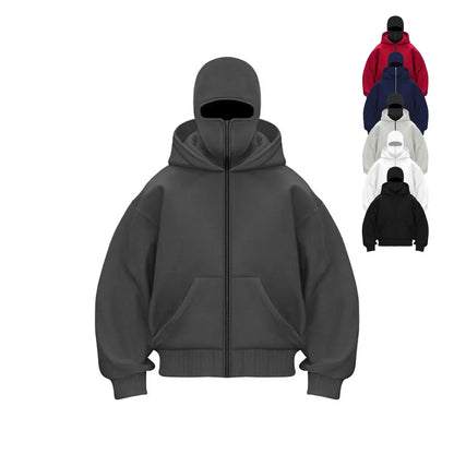 Men's Hoodie with Adjustable Hood and Face Mask