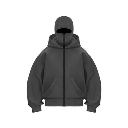 Men's Hoodie with Adjustable Hood and Face Mask