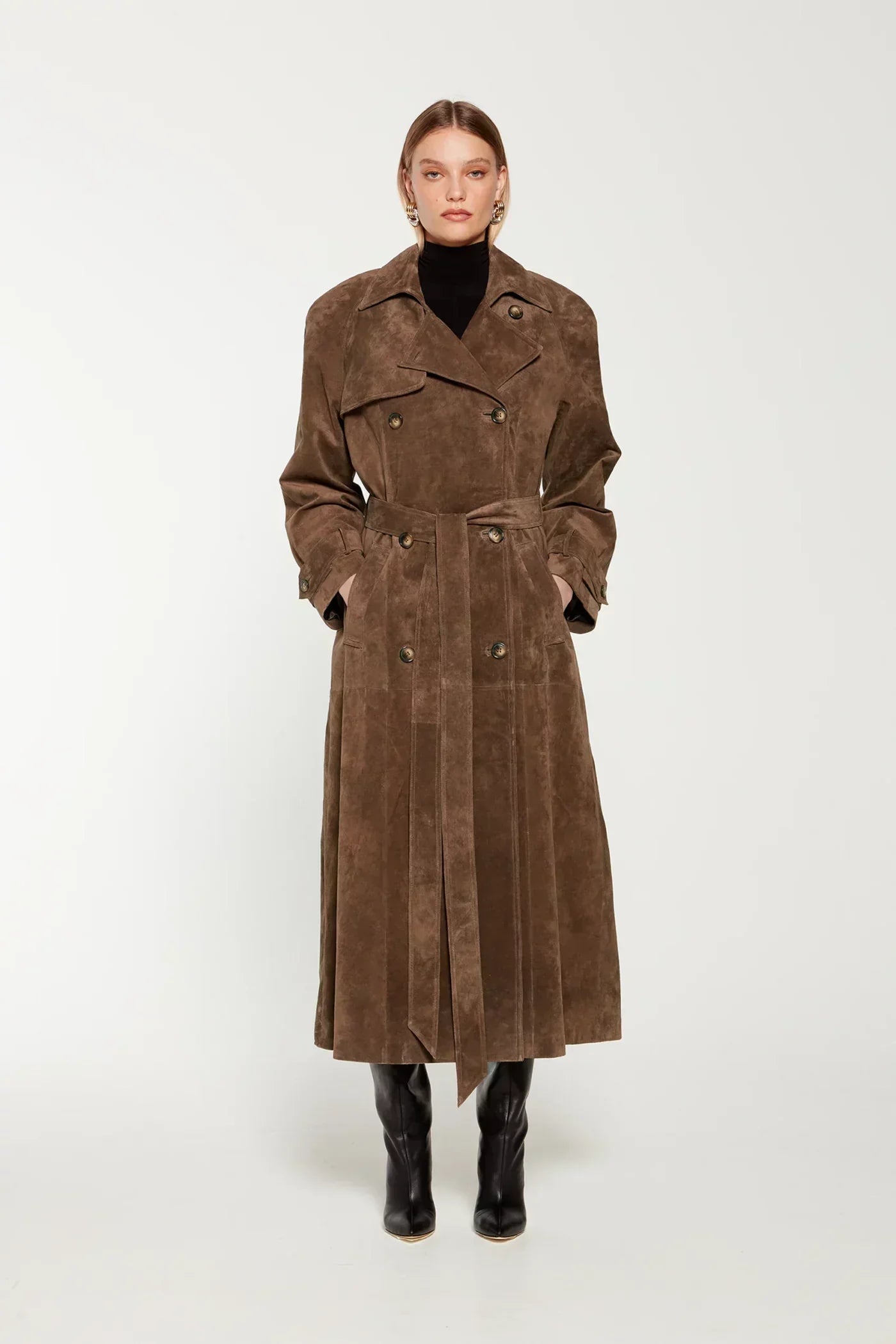 Valeria Luxe Suede Trench Coat